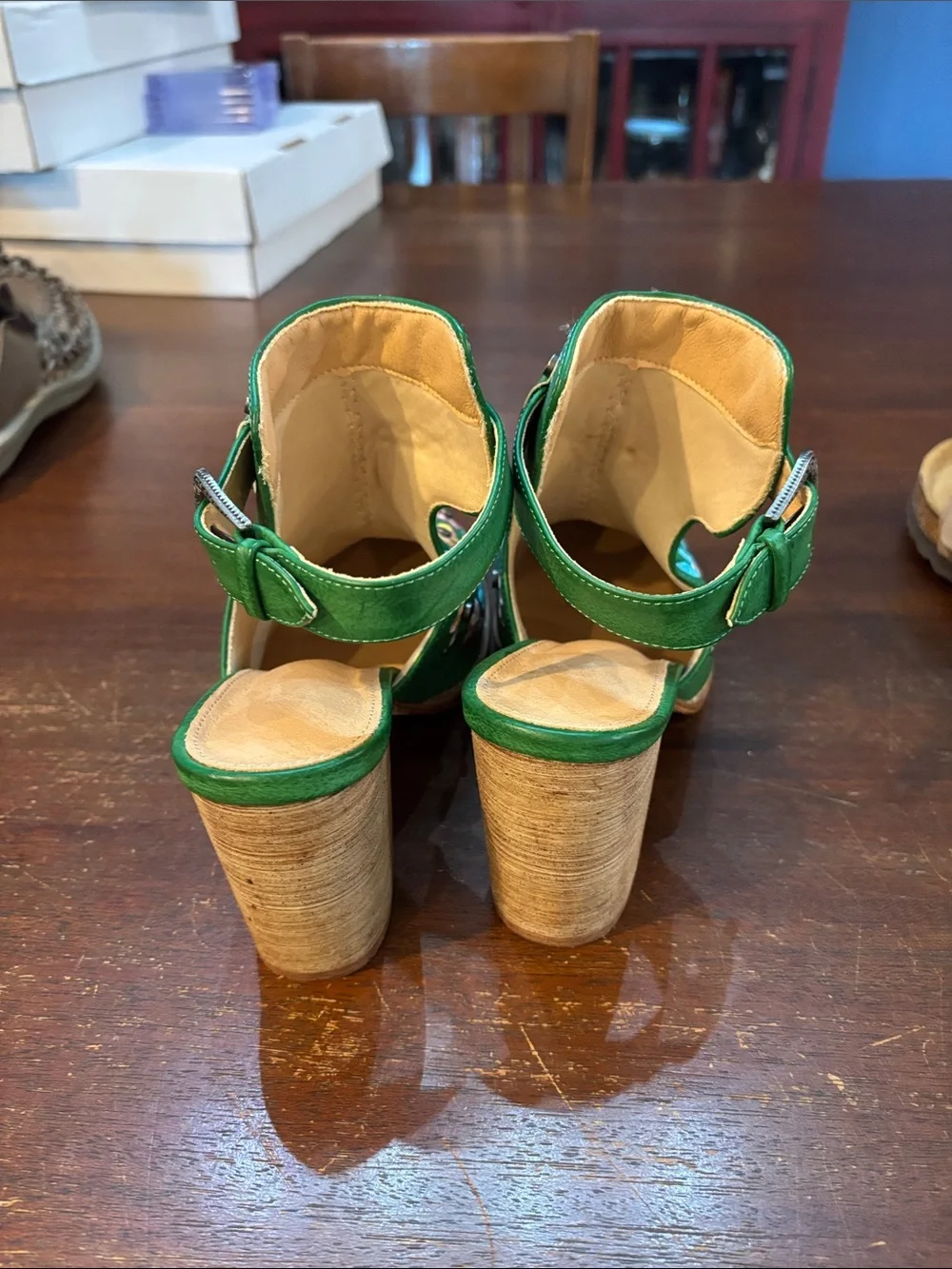 Embroidered Green Floral Ankle Boots - Women